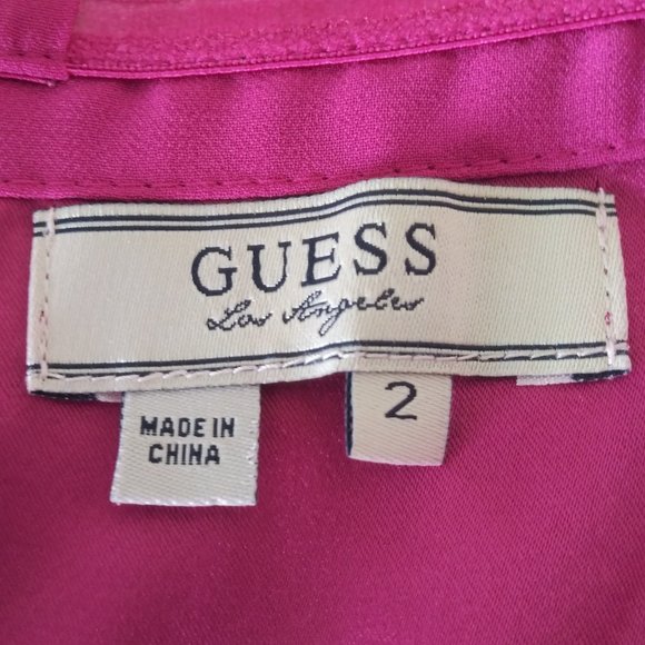 Guess Raspberry Pink Chiffon Strapless Asymmetrical Layered Hem Dress 2 - Picture 6 of 8